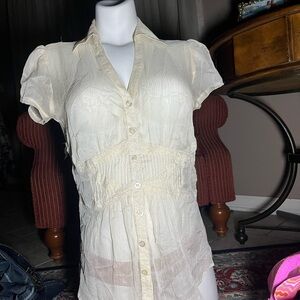 Charlotte Russe Cream Sheer Blouse